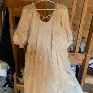 Free people cream, linen maxi dress with pockets